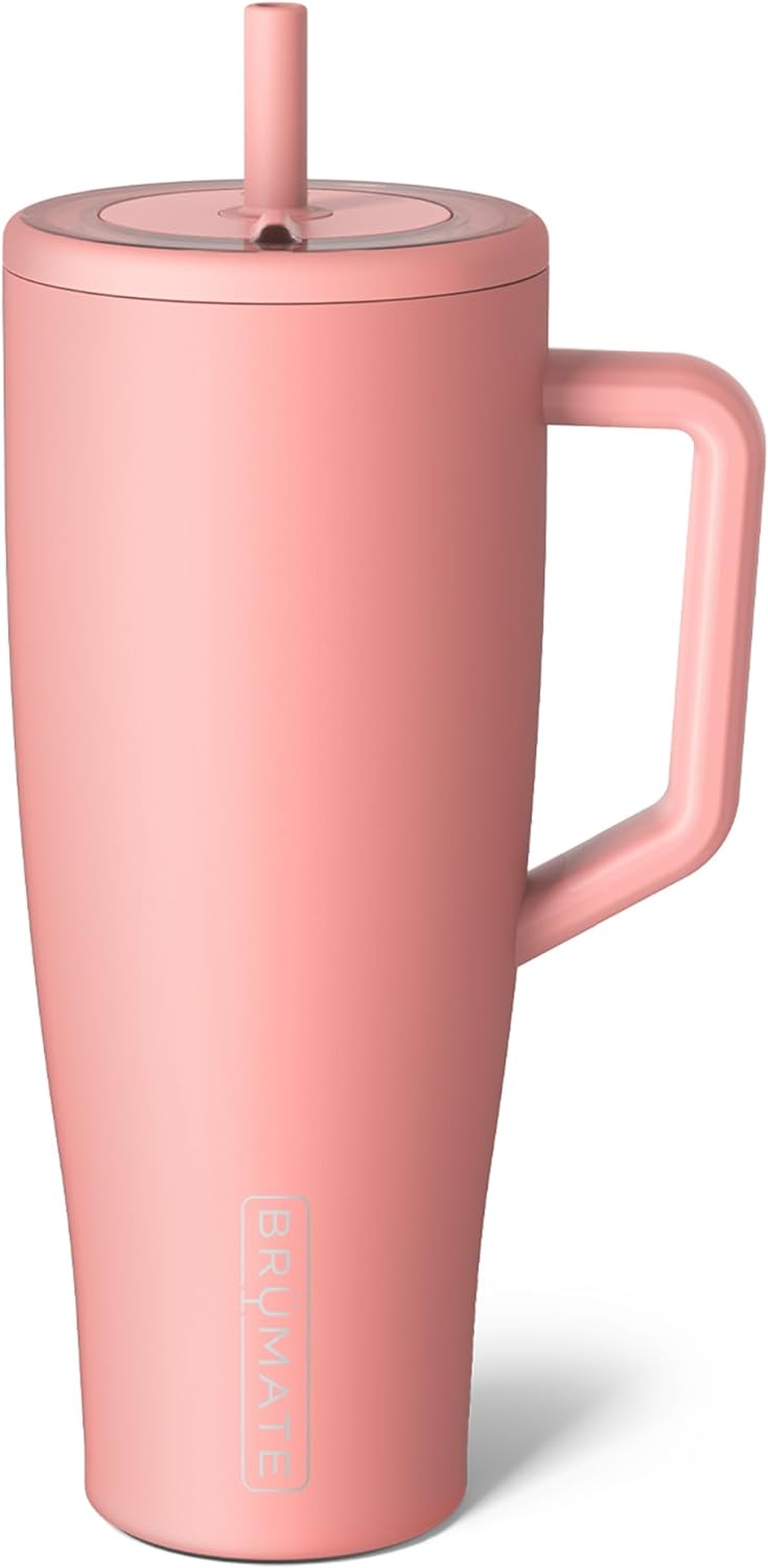 BrüMate Tumbler with Handle and Straw | 100% Leakproof Insulated Tumbler with Lid and Straw | Cup Holder Friendly Base