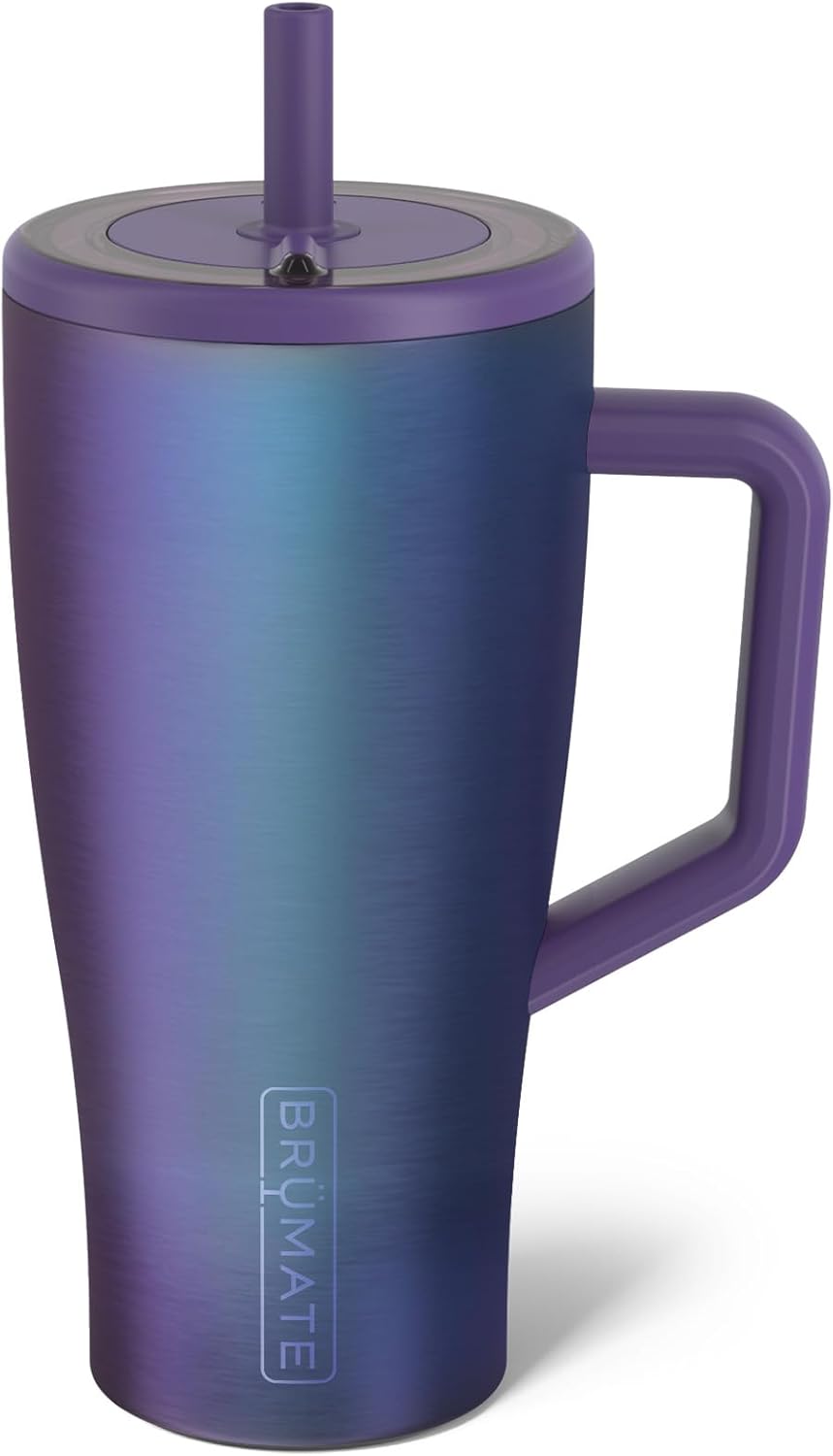 BrüMate Tumbler with Handle and Straw | 100% Leakproof Insulated Tumbler with Lid and Straw | Cup Holder Friendly Base