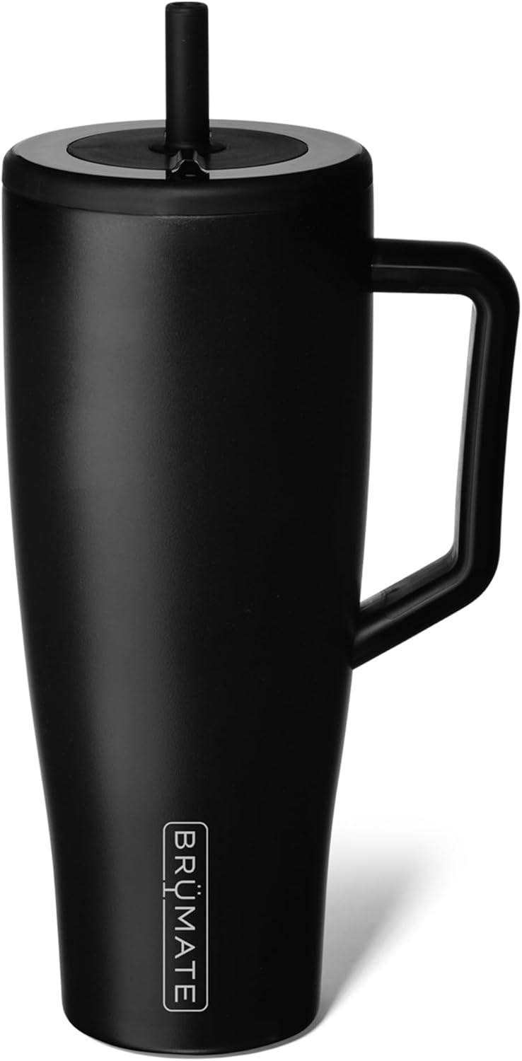 BrüMate Tumbler with Handle and Straw | 100% Leakproof Insulated Tumbler with Lid and Straw | Cup Holder Friendly Base