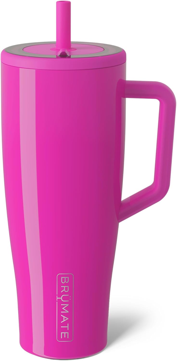 BrüMate Tumbler with Handle and Straw | 100% Leakproof Insulated Tumbler with Lid and Straw | Cup Holder Friendly Base