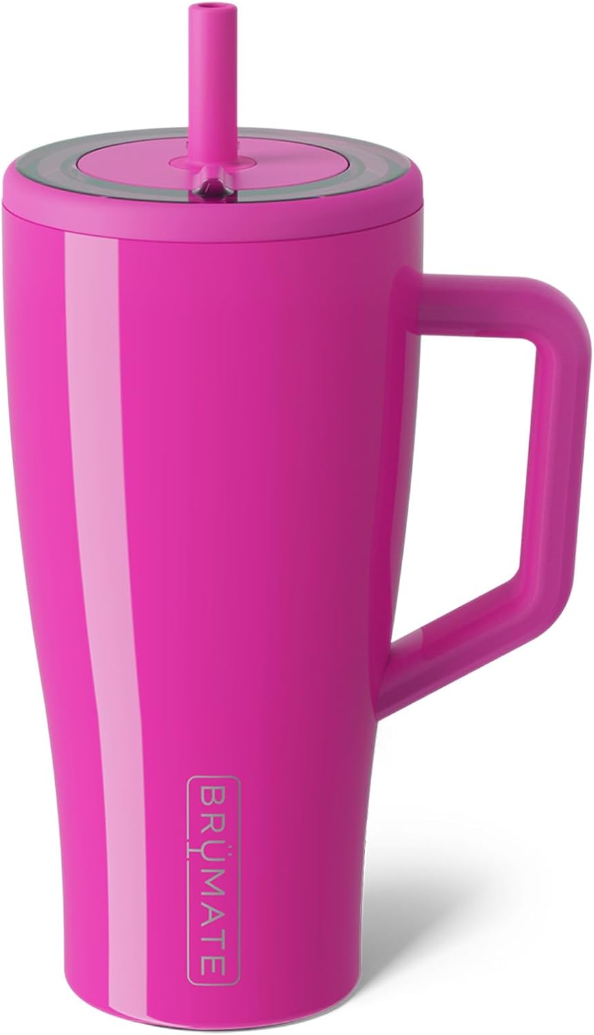 BrüMate Tumbler with Handle and Straw | 100% Leakproof Insulated Tumbler with Lid and Straw | Cup Holder Friendly Base