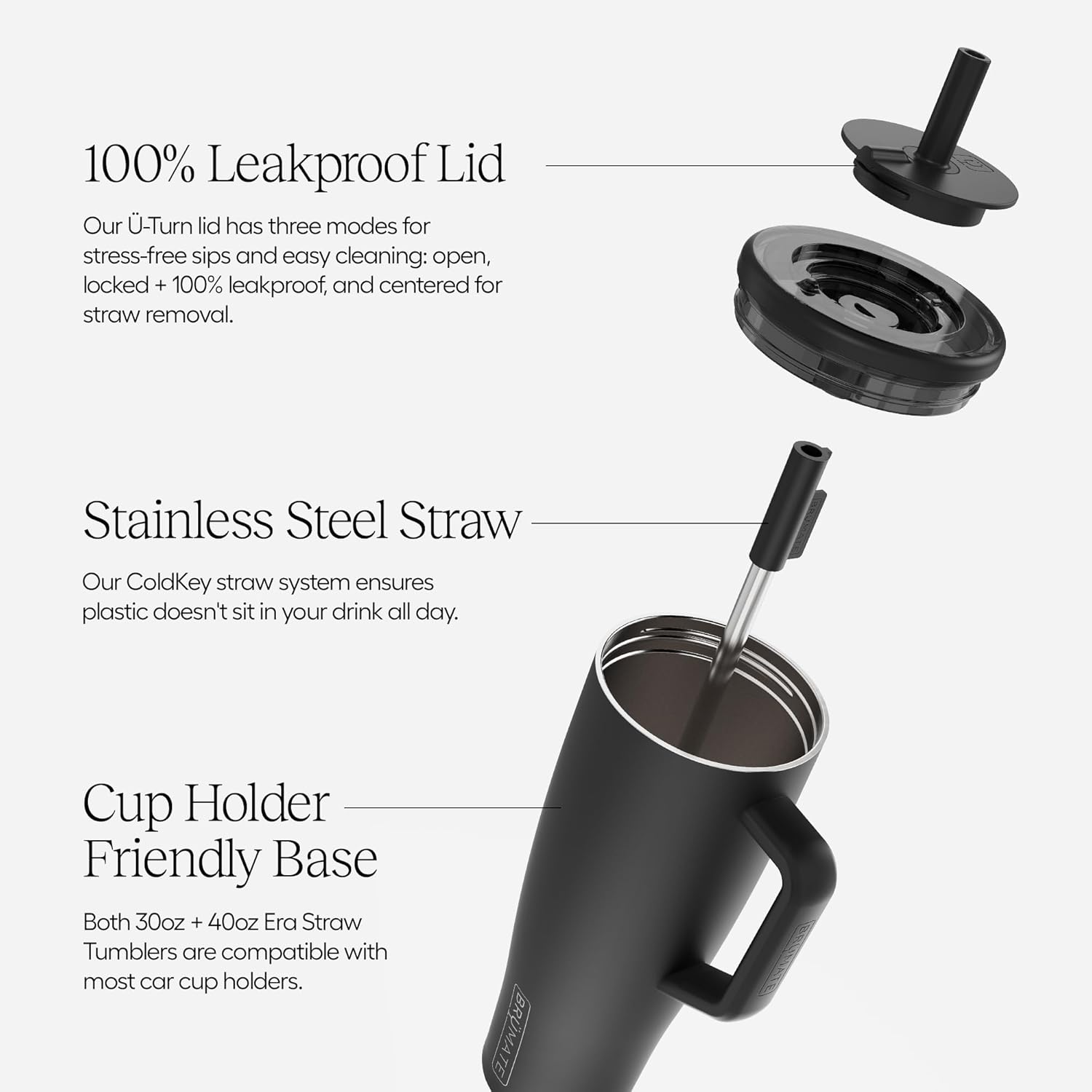 BrüMate Tumbler with Handle and Straw | 100% Leakproof Insulated Tumbler with Lid and Straw | Cup Holder Friendly Base