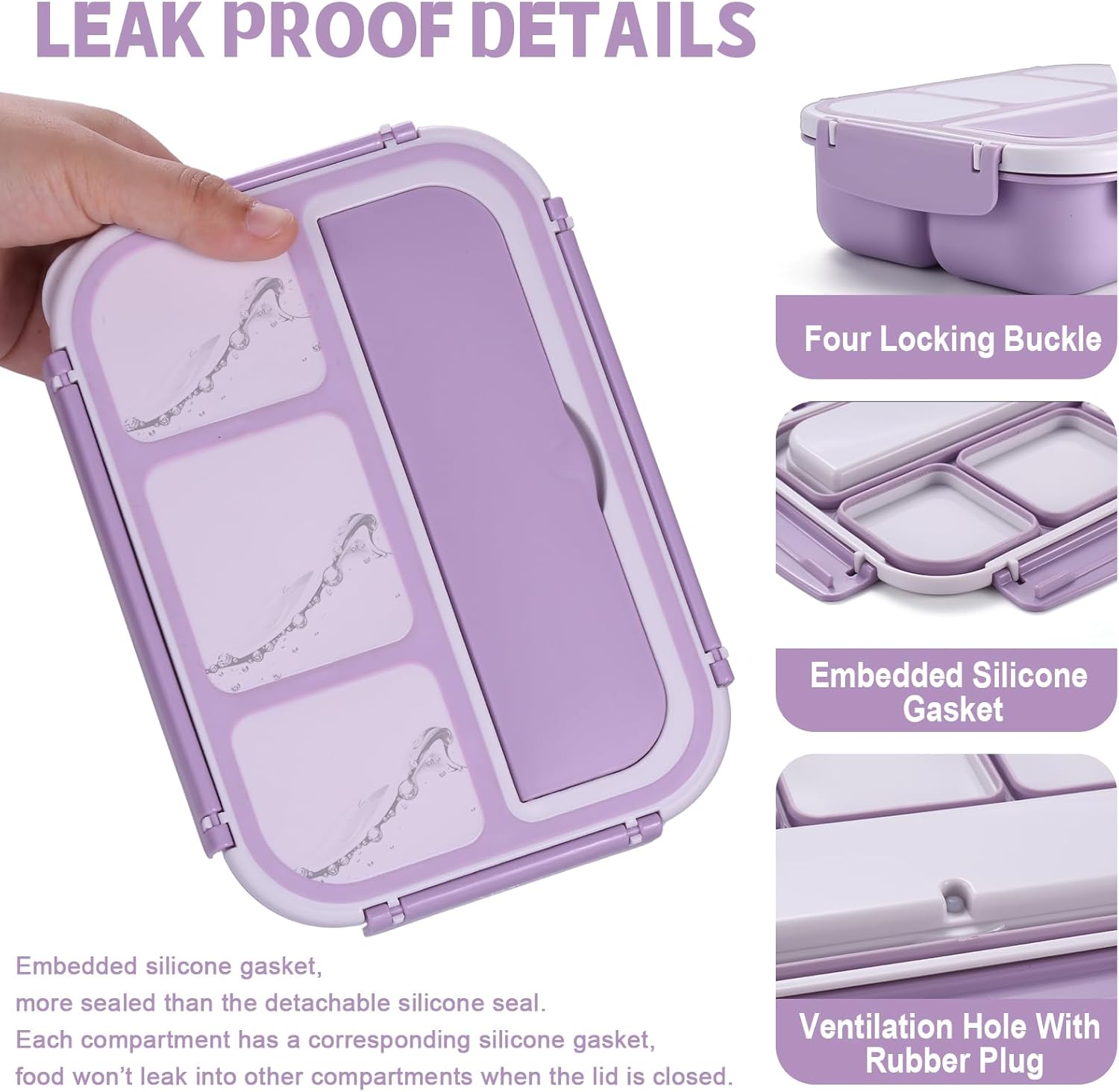 Lunch Box Containers with 4 Compartments, Lunchable Food Container with Utensils, Sauce Jar, Muffin Liners, 40 Oz/5 Cup