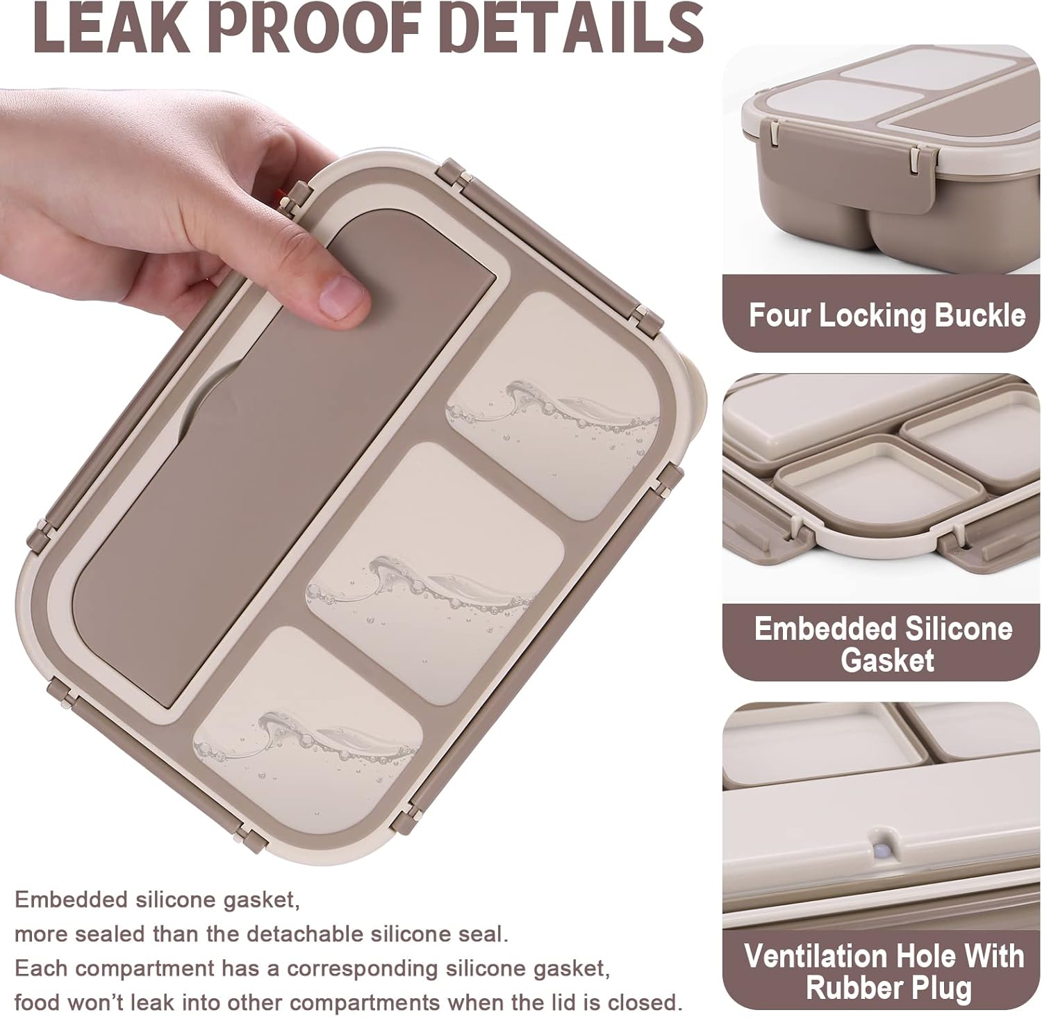Lunch Box Containers with 4 Compartments, Lunchable Food Container with Utensils, Sauce Jar, Muffin Liners, 40 Oz/5 Cup