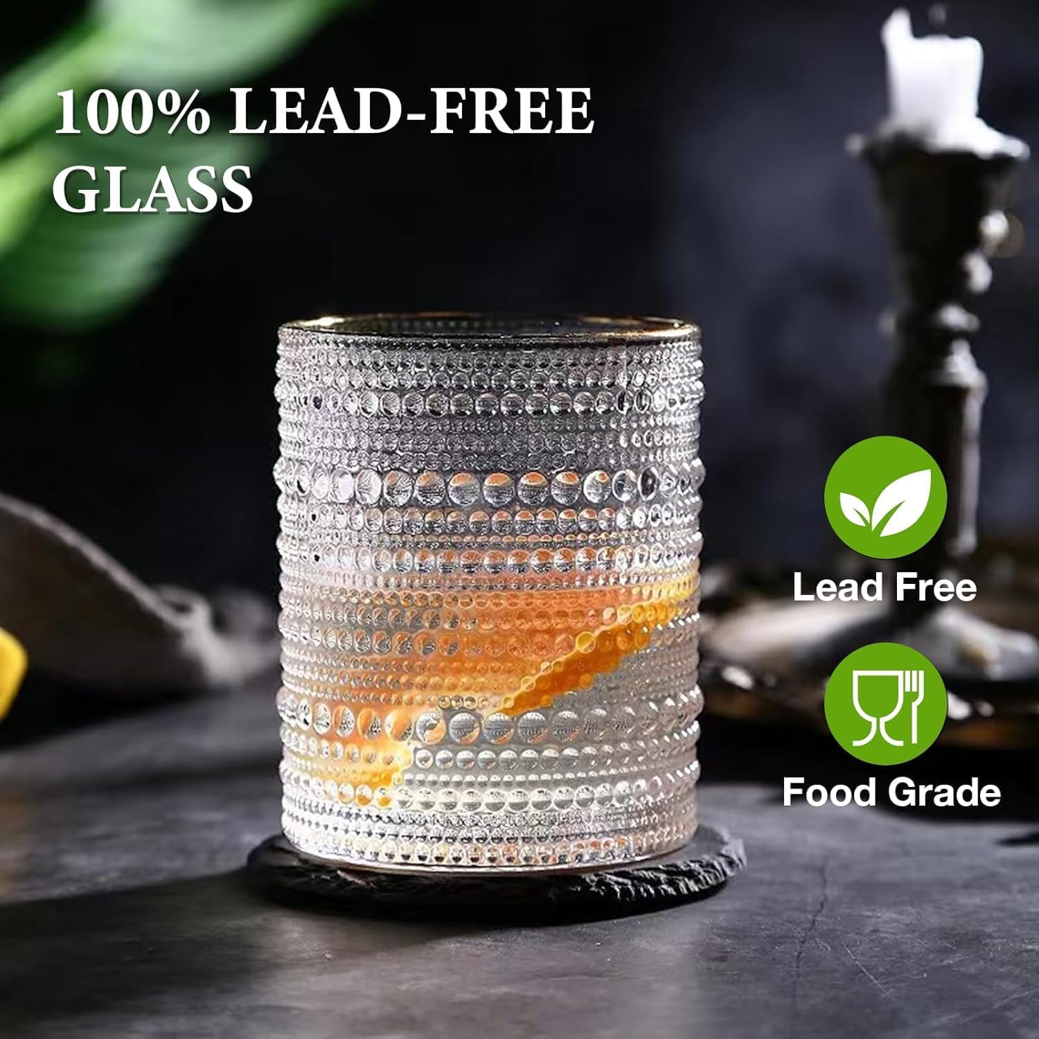 Multi-purpose Vintage Hobnail Drinking Glasses Set ( 8 exquisite water glasses: 4 pcs 12 oz water glass cups & 4 pcs 10 oz cocktail glasses )