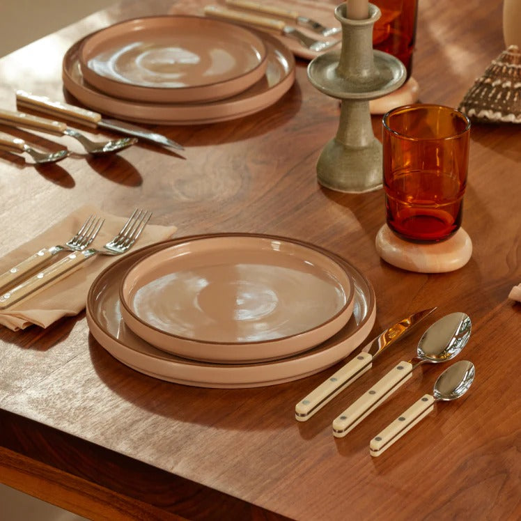Round Elegant Ceramic Restaurant Serving Dinner Plates (Set of 4)