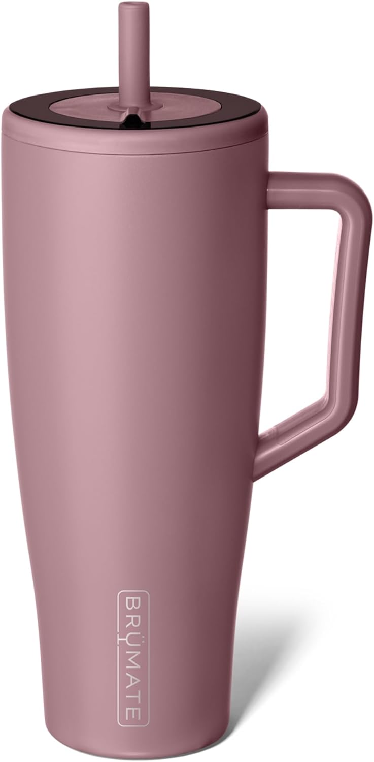 BrüMate Tumbler with Handle and Straw | 100% Leakproof Insulated Tumbler with Lid and Straw | Cup Holder Friendly Base