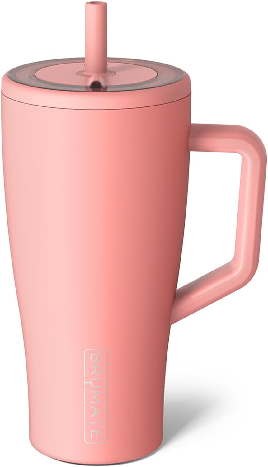 BrüMate Tumbler with Handle and Straw | 100% Leakproof Insulated Tumbler with Lid and Straw | Cup Holder Friendly Base