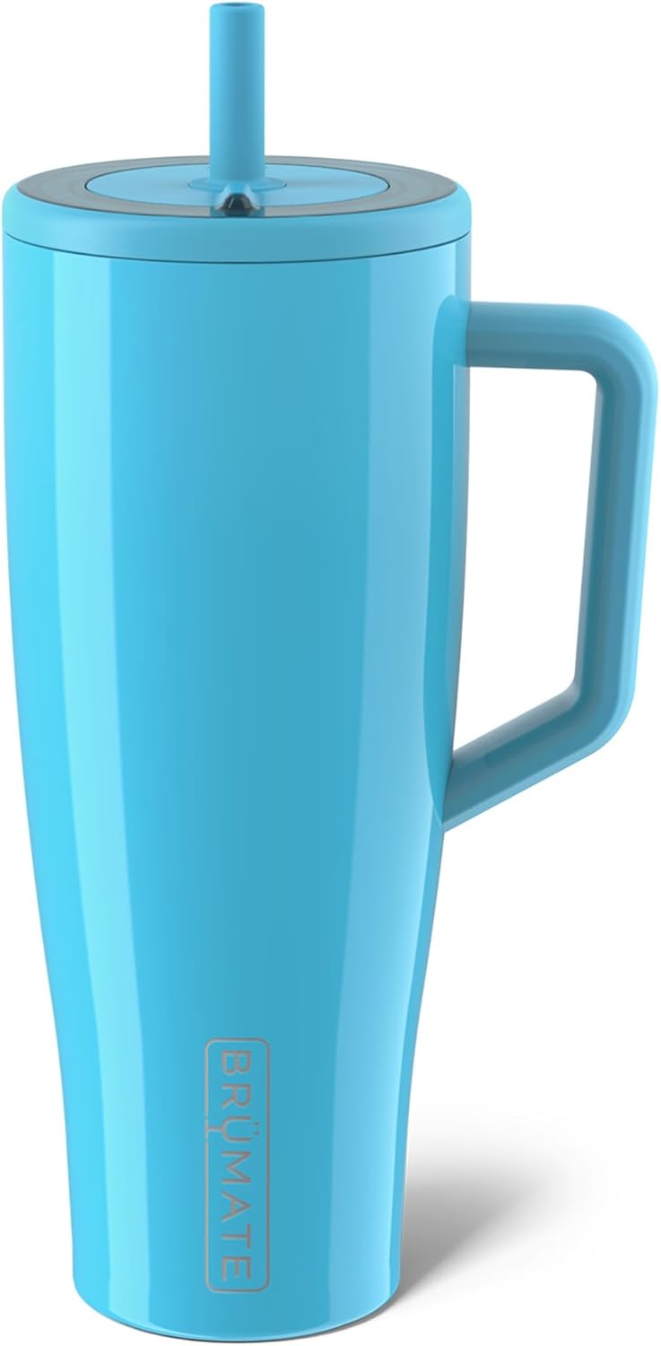 BrüMate Tumbler with Handle and Straw | 100% Leakproof Insulated Tumbler with Lid and Straw | Cup Holder Friendly Base