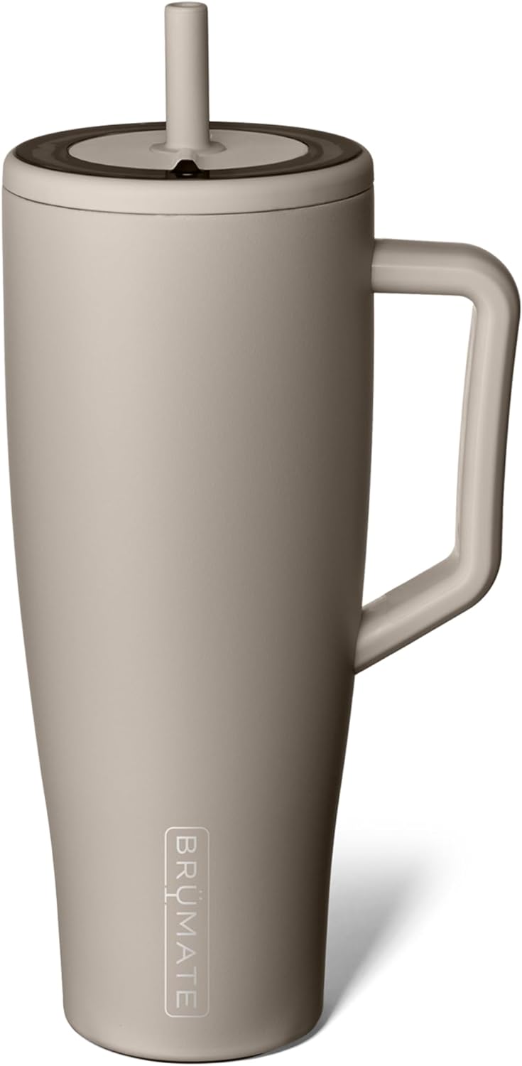 BrüMate Tumbler with Handle and Straw | 100% Leakproof Insulated Tumbler with Lid and Straw | Cup Holder Friendly Base