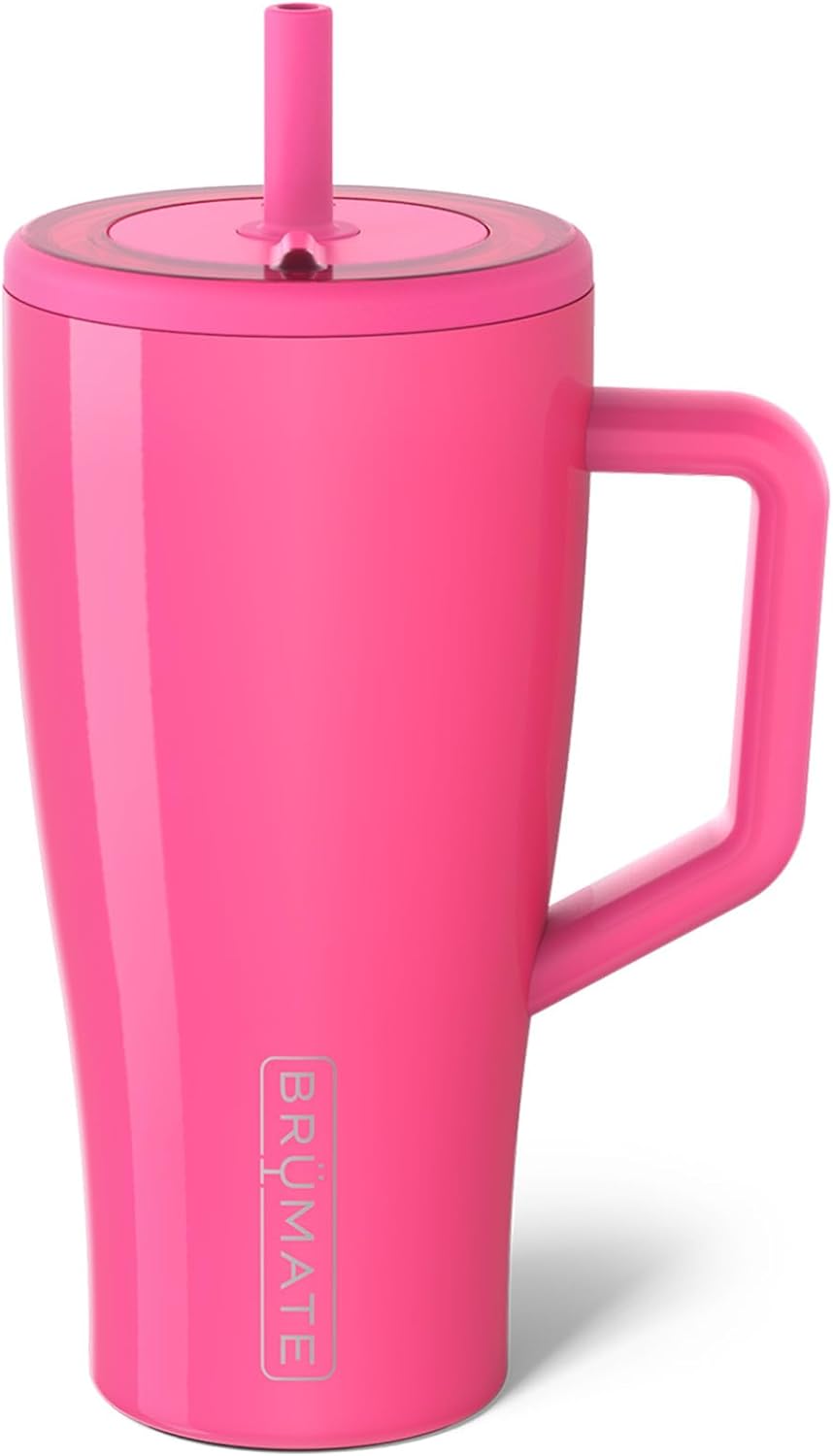 BrüMate Tumbler with Handle and Straw | 100% Leakproof Insulated Tumbler with Lid and Straw | Cup Holder Friendly Base