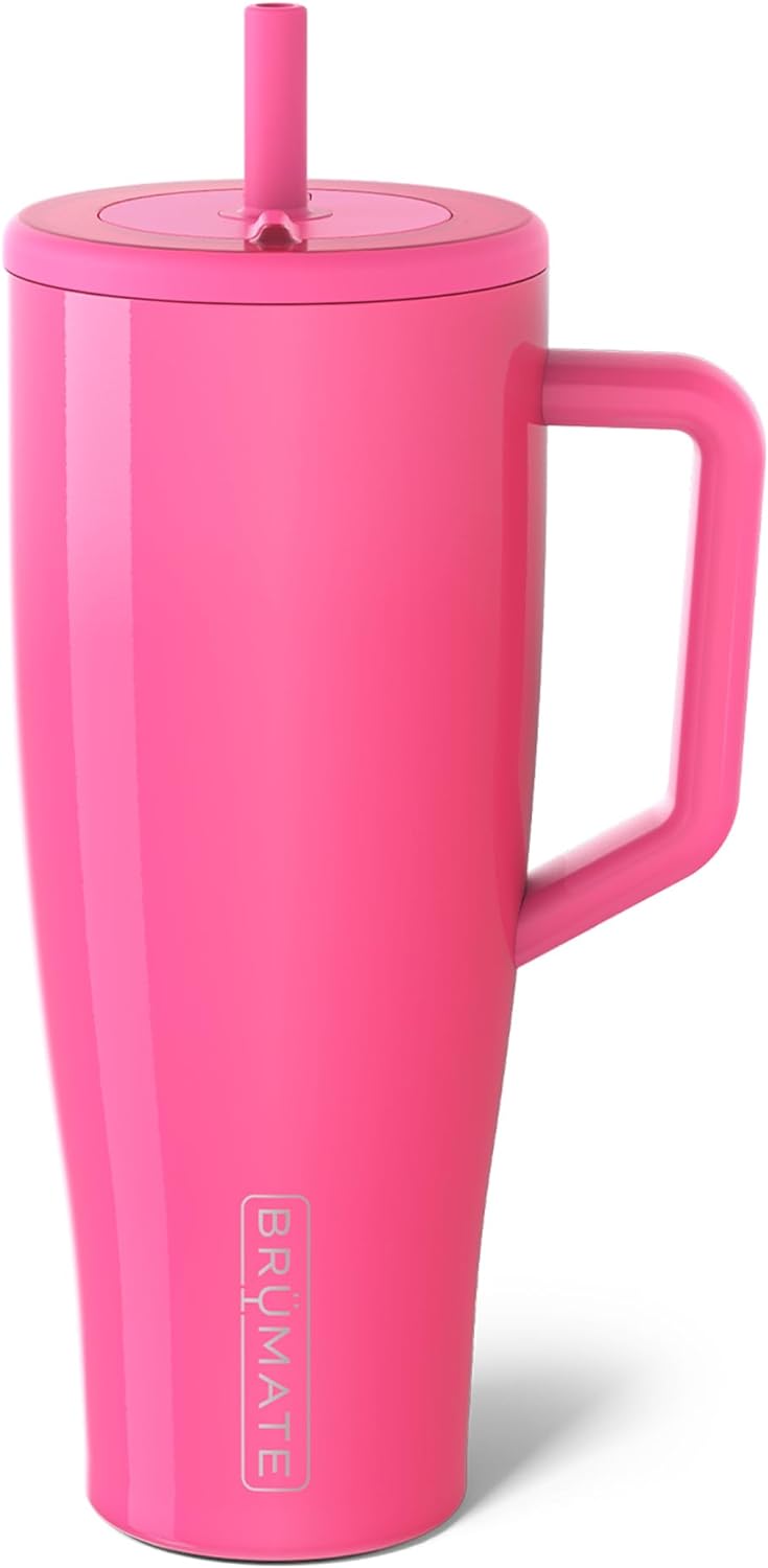 BrüMate Tumbler with Handle and Straw | 100% Leakproof Insulated Tumbler with Lid and Straw | Cup Holder Friendly Base