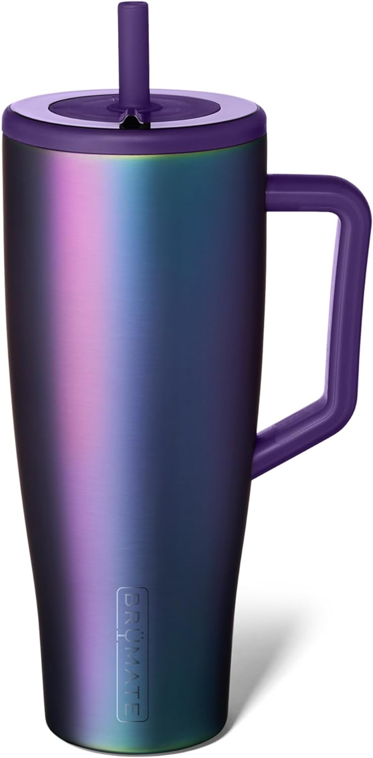 BrüMate Tumbler with Handle and Straw | 100% Leakproof Insulated Tumbler with Lid and Straw | Cup Holder Friendly Base