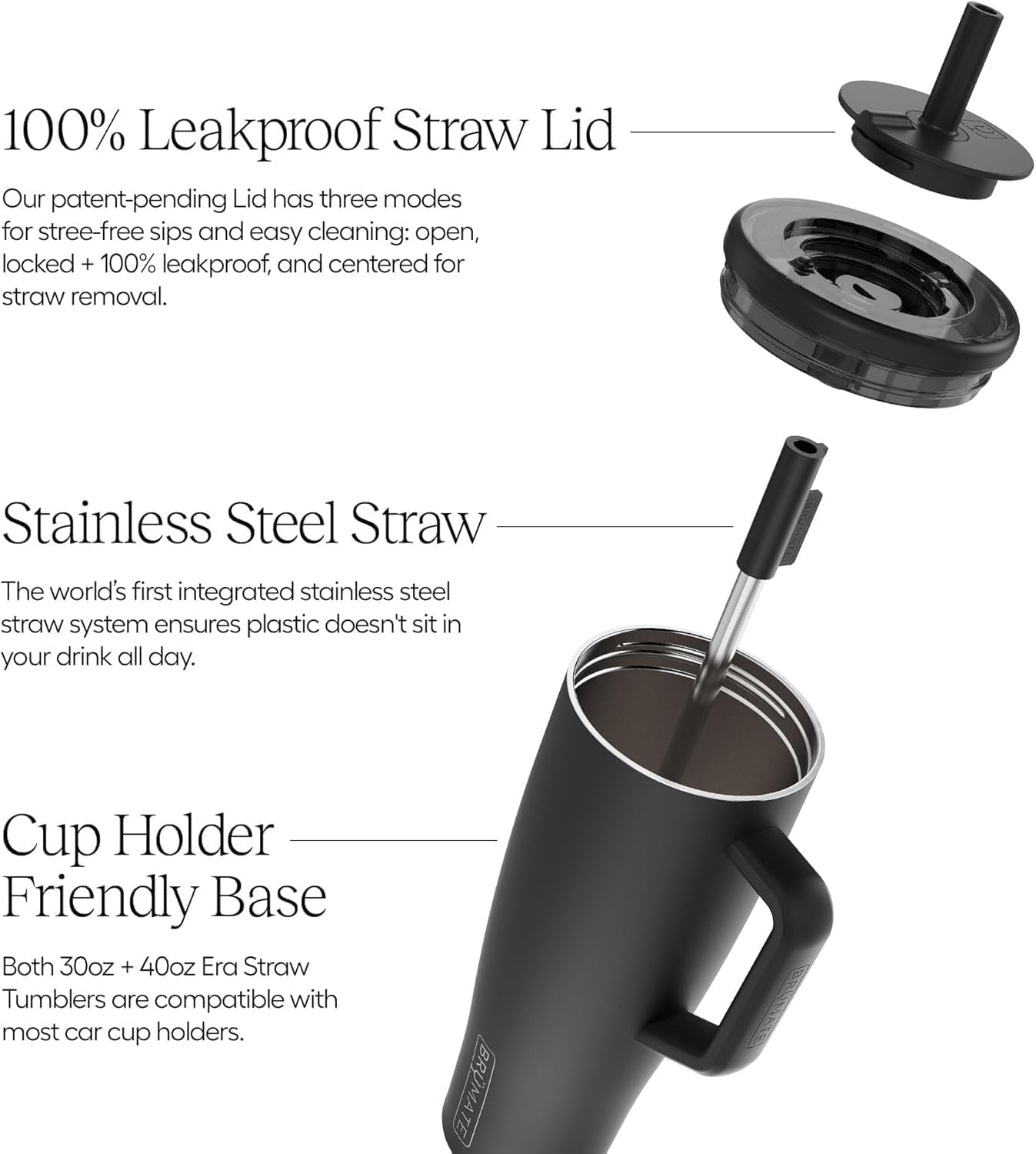 BrüMate Tumbler with Handle and Straw | 100% Leakproof Insulated Tumbler with Lid and Straw | Cup Holder Friendly Base