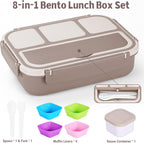 Lunch Box Containers with 4 Compartments, Lunchable Food Container with Utensils, Sauce Jar, Muffin Liners, 40 Oz/5 Cup