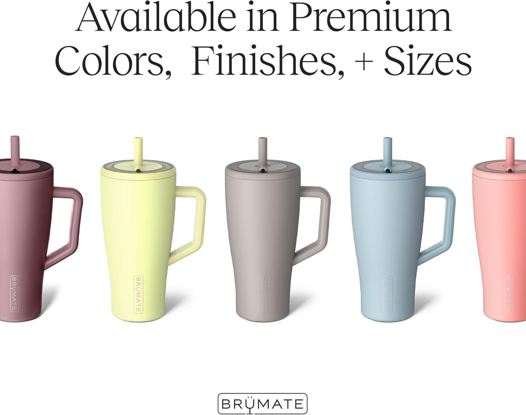 BrüMate Tumbler with Handle and Straw | 100% Leakproof Insulated Tumbler with Lid and Straw | Cup Holder Friendly Base