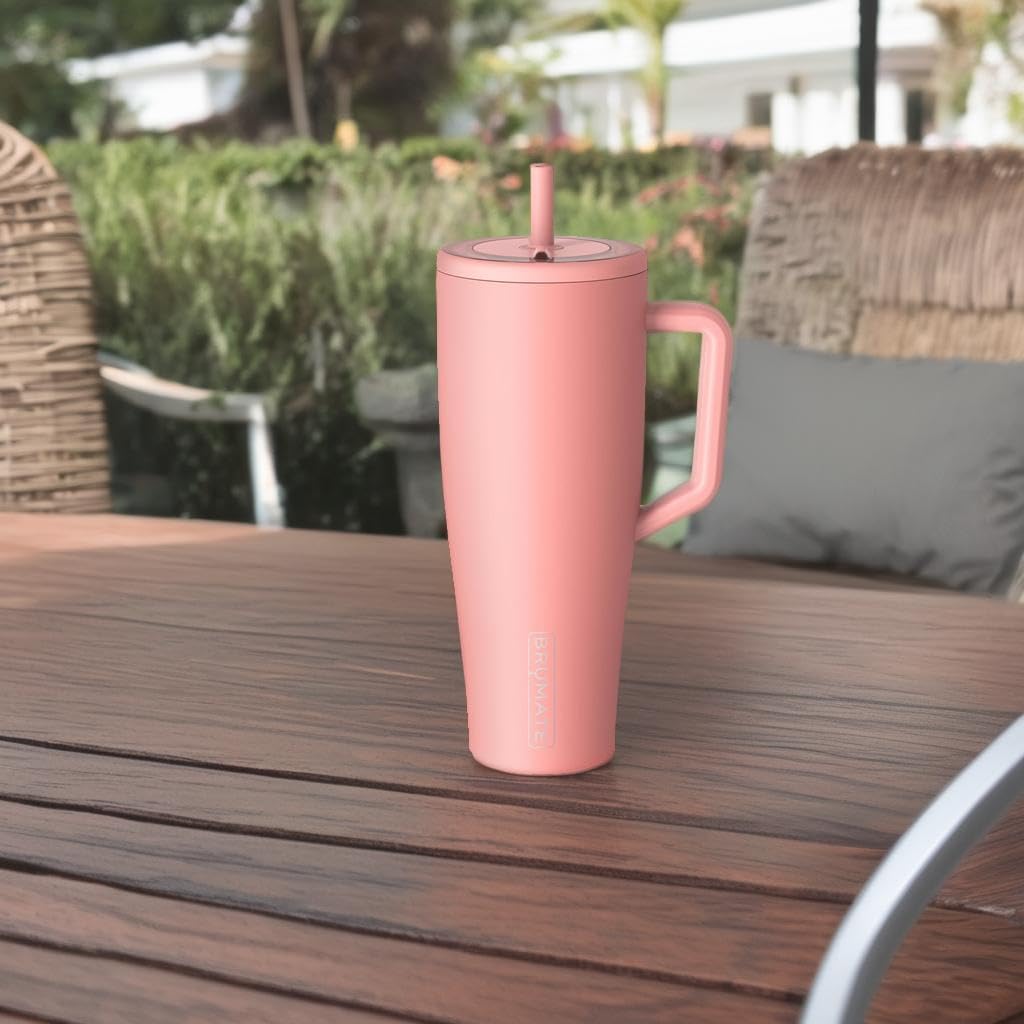 BrüMate Tumbler with Handle and Straw | 100% Leakproof Insulated Tumbler with Lid and Straw | Cup Holder Friendly Base