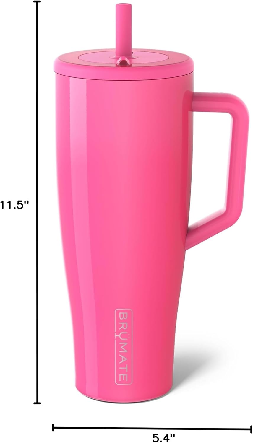 BrüMate Tumbler with Handle and Straw | 100% Leakproof Insulated Tumbler with Lid and Straw | Cup Holder Friendly Base