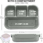 Lunch Box Containers with 4 Compartments, Lunchable Food Container with Utensils, Sauce Jar, Muffin Liners, 40 Oz/5 Cup