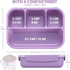 Lunch Box Containers with 4 Compartments, Lunchable Food Container with Utensils, Sauce Jar, Muffin Liners, 40 Oz/5 Cup
