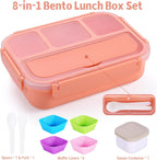 Lunch Box Containers with 4 Compartments, Lunchable Food Container with Utensils, Sauce Jar, Muffin Liners, 40 Oz/5 Cup
