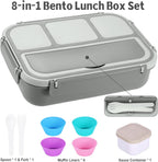 Lunch Box Containers with 4 Compartments, Lunchable Food Container with Utensils, Sauce Jar, Muffin Liners, 40 Oz/5 Cup