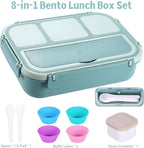 Lunch Box Containers with 4 Compartments, Lunchable Food Container with Utensils, Sauce Jar, Muffin Liners, 40 Oz/5 Cup
