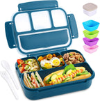 Lunch Box Containers with 4 Compartments, Lunchable Food Container with Utensils, Sauce Jar, Muffin Liners, 40 Oz/5 Cup