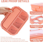 Lunch Box Containers with 4 Compartments, Lunchable Food Container with Utensils, Sauce Jar, Muffin Liners, 40 Oz/5 Cup