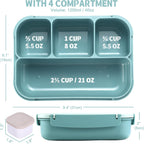 Lunch Box Containers with 4 Compartments, Lunchable Food Container with Utensils, Sauce Jar, Muffin Liners, 40 Oz/5 Cup