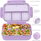 Lunch Box Containers with 4 Compartments, Lunchable Food Container with Utensils, Sauce Jar, Muffin Liners, 40 Oz/5 Cup