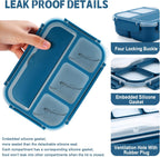 Lunch Box Containers with 4 Compartments, Lunchable Food Container with Utensils, Sauce Jar, Muffin Liners, 40 Oz/5 Cup
