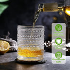Multi-purpose Vintage Hobnail Drinking Glasses Set ( 8 exquisite water glasses: 4 pcs 12 oz water glass cups & 4 pcs 10 oz cocktail glasses )