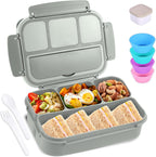 Lunch Box Containers with 4 Compartments, Lunchable Food Container with Utensils, Sauce Jar, Muffin Liners, 40 Oz/5 Cup