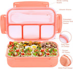 Lunch Box Containers with 4 Compartments, Lunchable Food Container with Utensils, Sauce Jar, Muffin Liners, 40 Oz/5 Cup