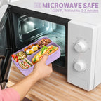 Lunch Box Containers with 4 Compartments, Lunchable Food Container with Utensils, Sauce Jar, Muffin Liners, 40 Oz/5 Cup