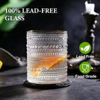 Multi-purpose Vintage Hobnail Drinking Glasses Set ( 8 exquisite water glasses: 4 pcs 12 oz water glass cups & 4 pcs 10 oz cocktail glasses )