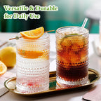 Multi-purpose Vintage Hobnail Drinking Glasses Set ( 8 exquisite water glasses: 4 pcs 12 oz water glass cups & 4 pcs 10 oz cocktail glasses )